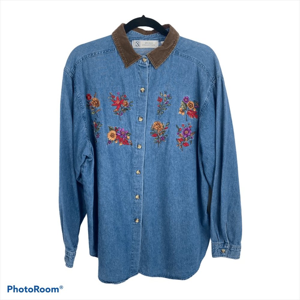 Studio Collection Women Front Button Shirt XL